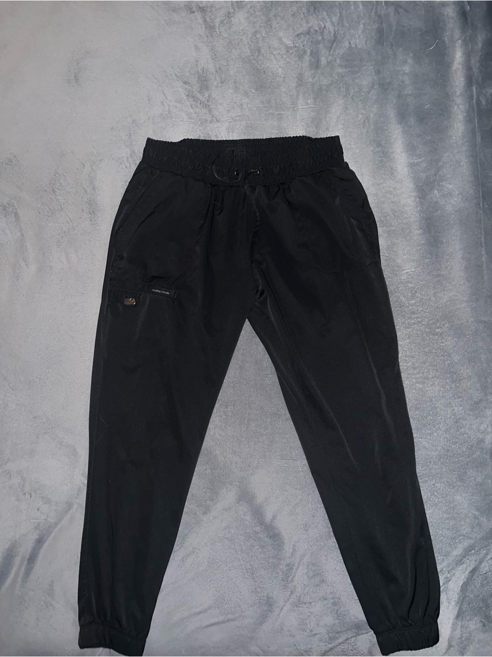 healing hands Black Elastic-Waist Jogger Pants with Cuffed Ankles